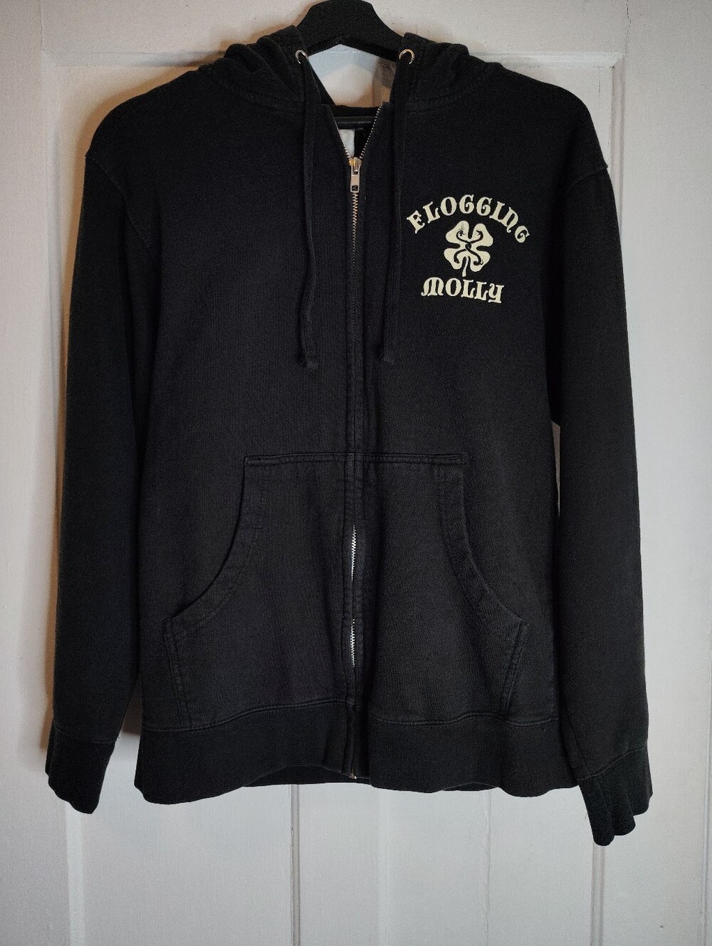 Flogging Molly Long Sleeve Zip Up Hoodie Shamrock Logo Flag of Ireland Mens S